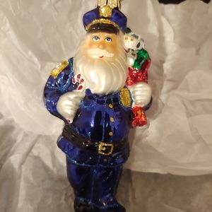 Police officer Santa Christmas ornament